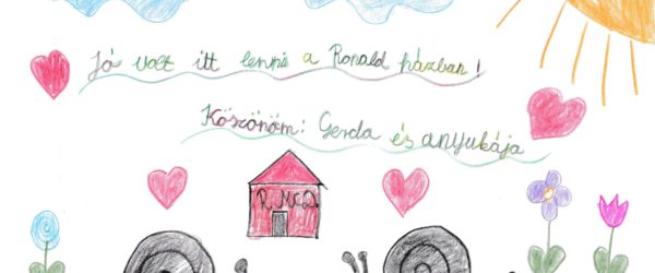Gerda meg köszöni egy rajzzal, hogy elmehetett a Ronald házba